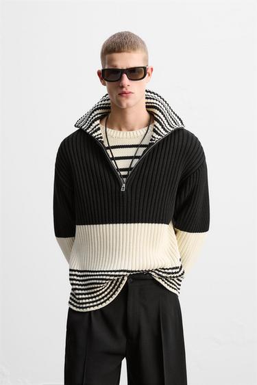 JERSEY CUELLO CREMALLERA RAYAS LIMITED EDITION - Crudo de Zara