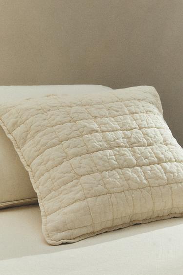 CUSHION COVER FOR QUILTS WITH SQUARES - Oyster-white by Zara - Image 4