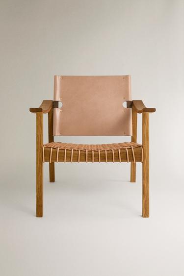 OAK WOOD LEATHER CHAIR X OTZI - Light beige by Zara