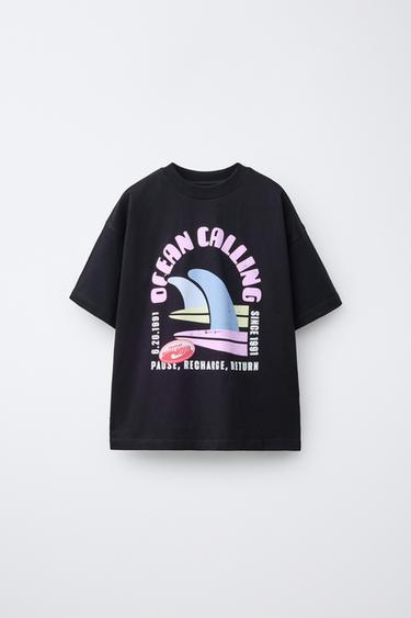 CAMISETA ESTAMPADO SURF - Negro de Zara - Imagen 0