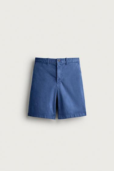 REGULAR FIT CHINO BERMUDA SHORTS - Faded blue by Zara
