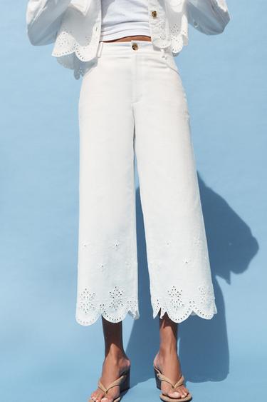 CUTWORK EMBROIDERY CULOTTES - White by Zara