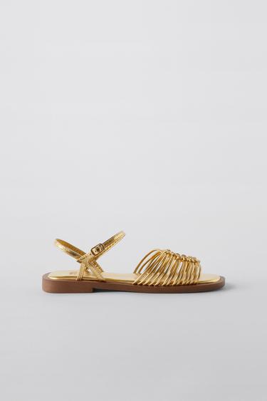 THIN STRAP SANDALS - Gold by Zara
