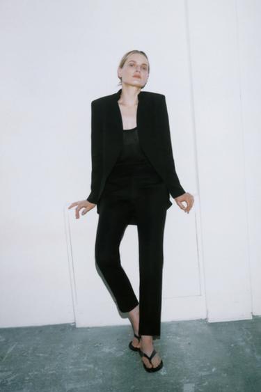 ZW COLLECTION LIMITED EDITION MINIMALIST LONG BLAZER - Black by Zara - Image 7