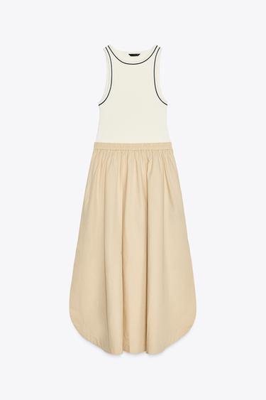 ROBE MIDI EN MATIÈRES VARIÉES - Écru / Beige de Zara - Image 2