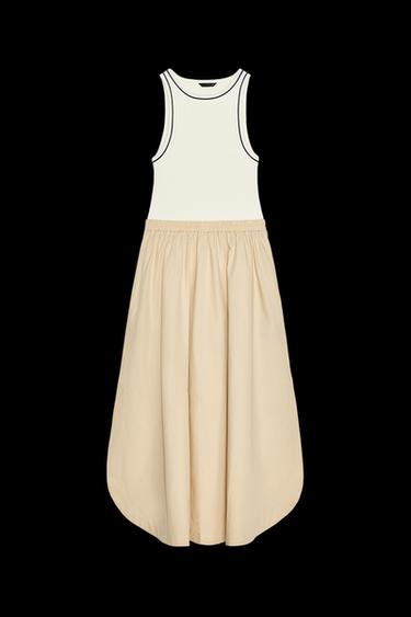 KOMBINIERTES MIDI-KLEID - Cremefarben / Beige von Zara - Bild 0