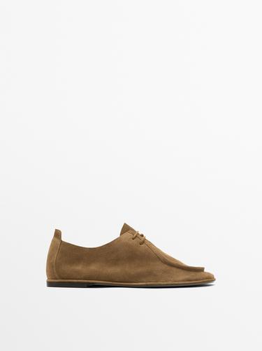 Zara Soft leather lace-up shoes - taupe brown