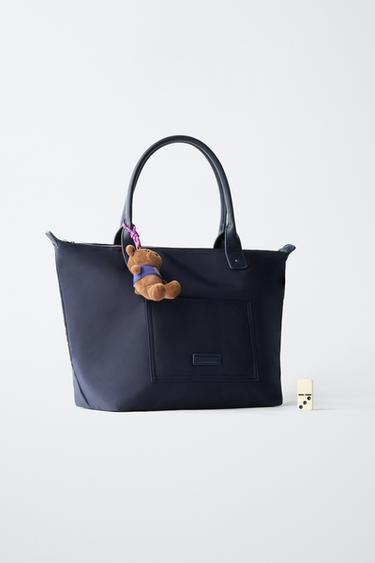 SHOPPER NYLON CHARM OURSON - Bleu de Zara - Image 5