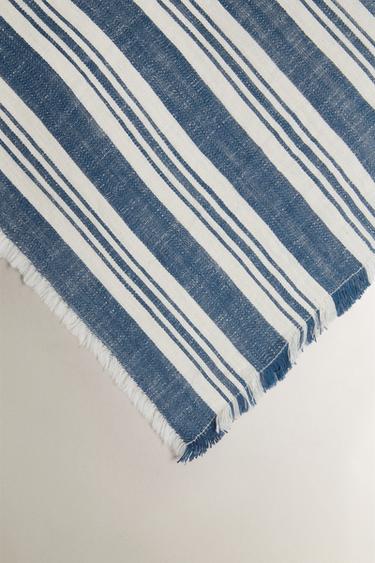STRIPED COTTON THROW - Blue by Zara - Image 1