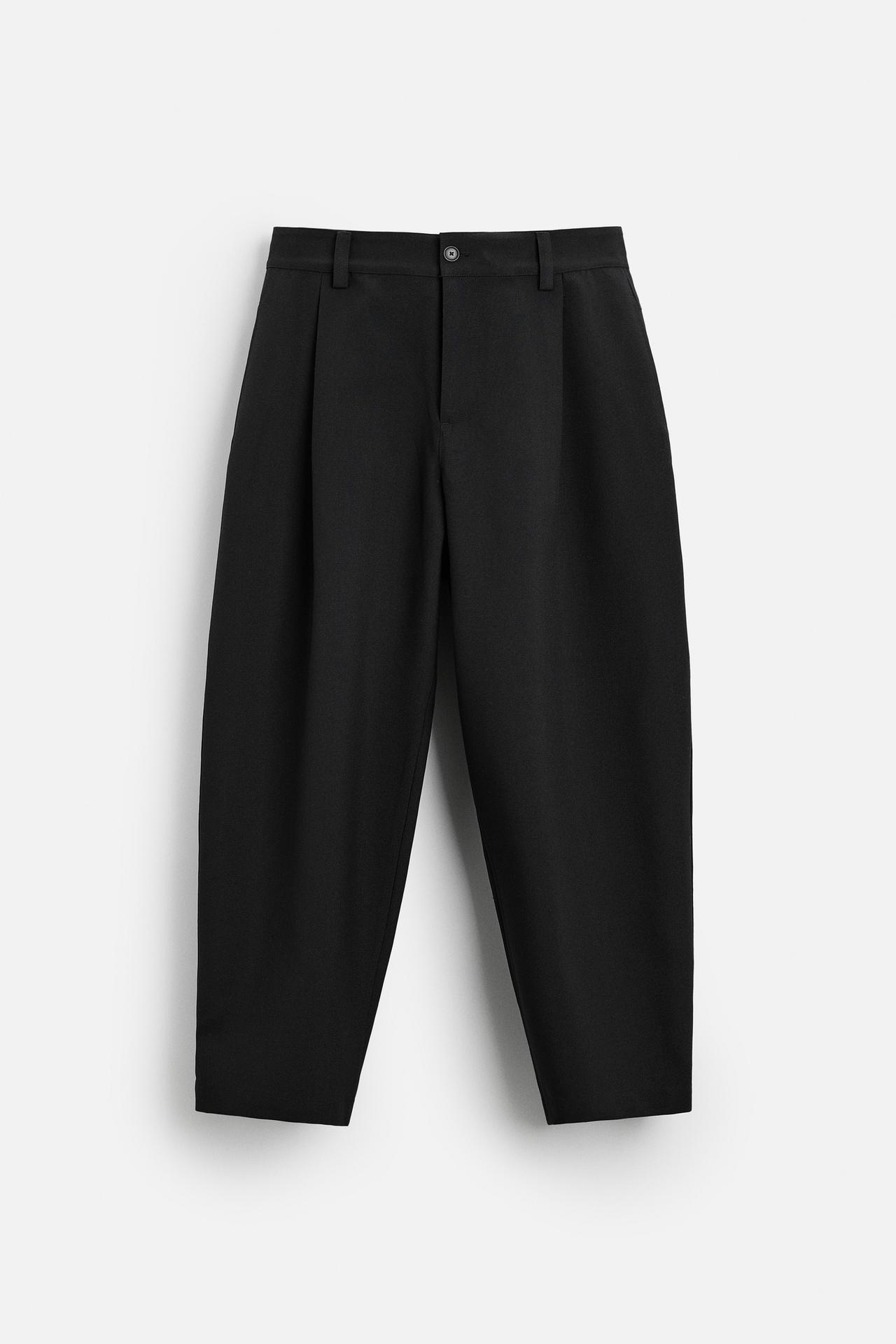 Zara PLEATED BALLOON FIT PANTS - Black