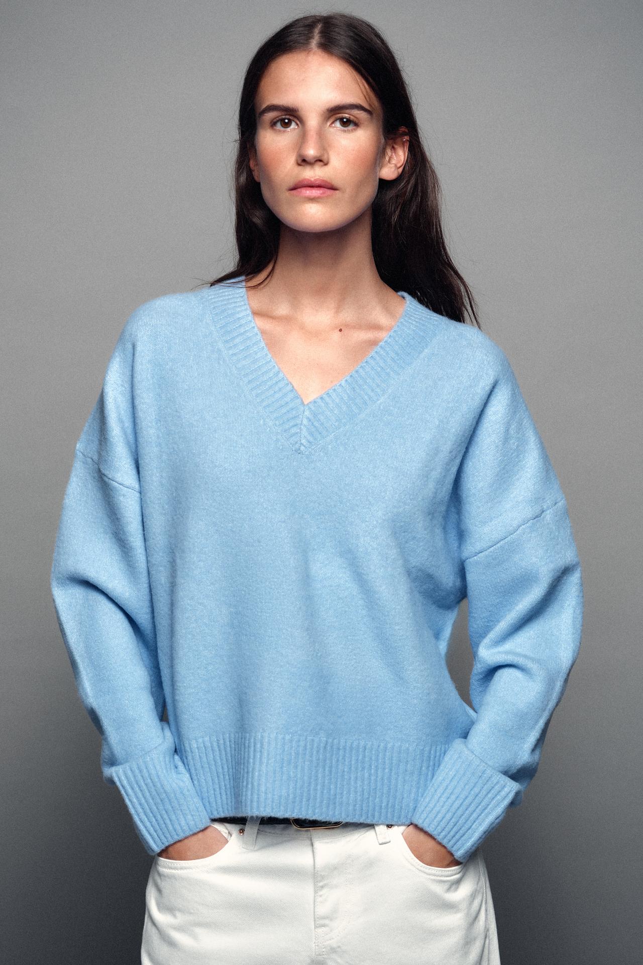 SOFT KNIT SWEATER — Pastel blue
