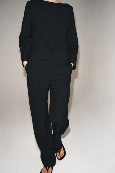 ZW COLLECTION LOW-RISE STRAIGHT-LEG TROUSERS - Black by Zara - Image 1
