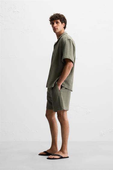 JACQUARD TEXTURED BERMUDA SHORTS - Mid-green by Zara - Image 3