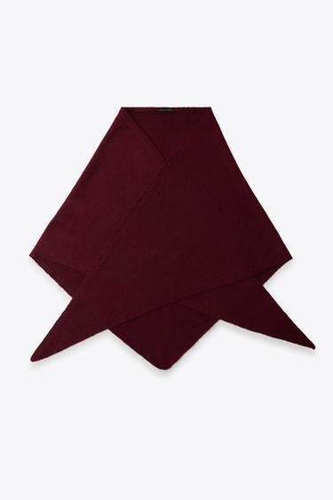 TRIANGLE KNIT SHAWL - Burgundy by Zara