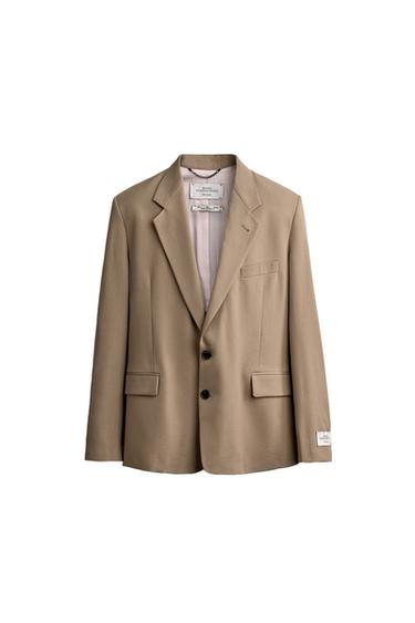 Zara CONTRAST RELAXED FIT SUIT BLAZER - Khaki