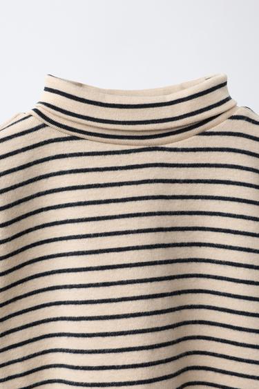 STRIPED TURTLENECK T-SHIRT - Mid-ecru by Zara