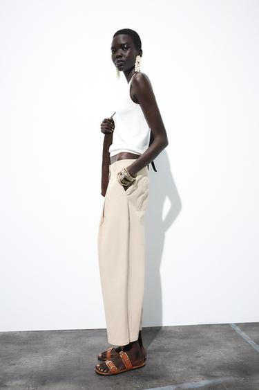 PANTALON CHINO À PINCES - Beige de Zara - Image 2