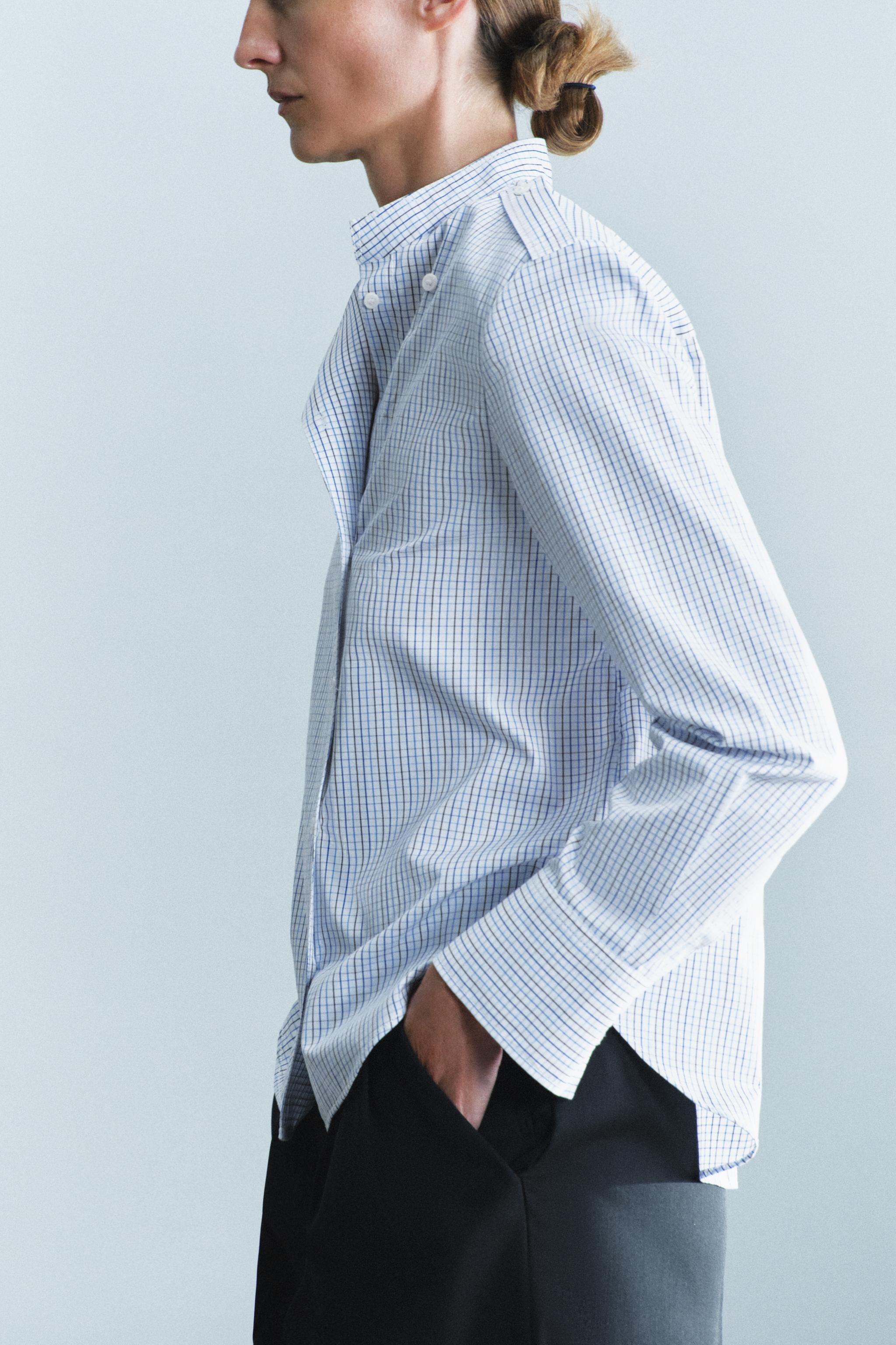 CHEMISE À CARREAUX AVEC ÉPAULETTES ZW COLLECTION