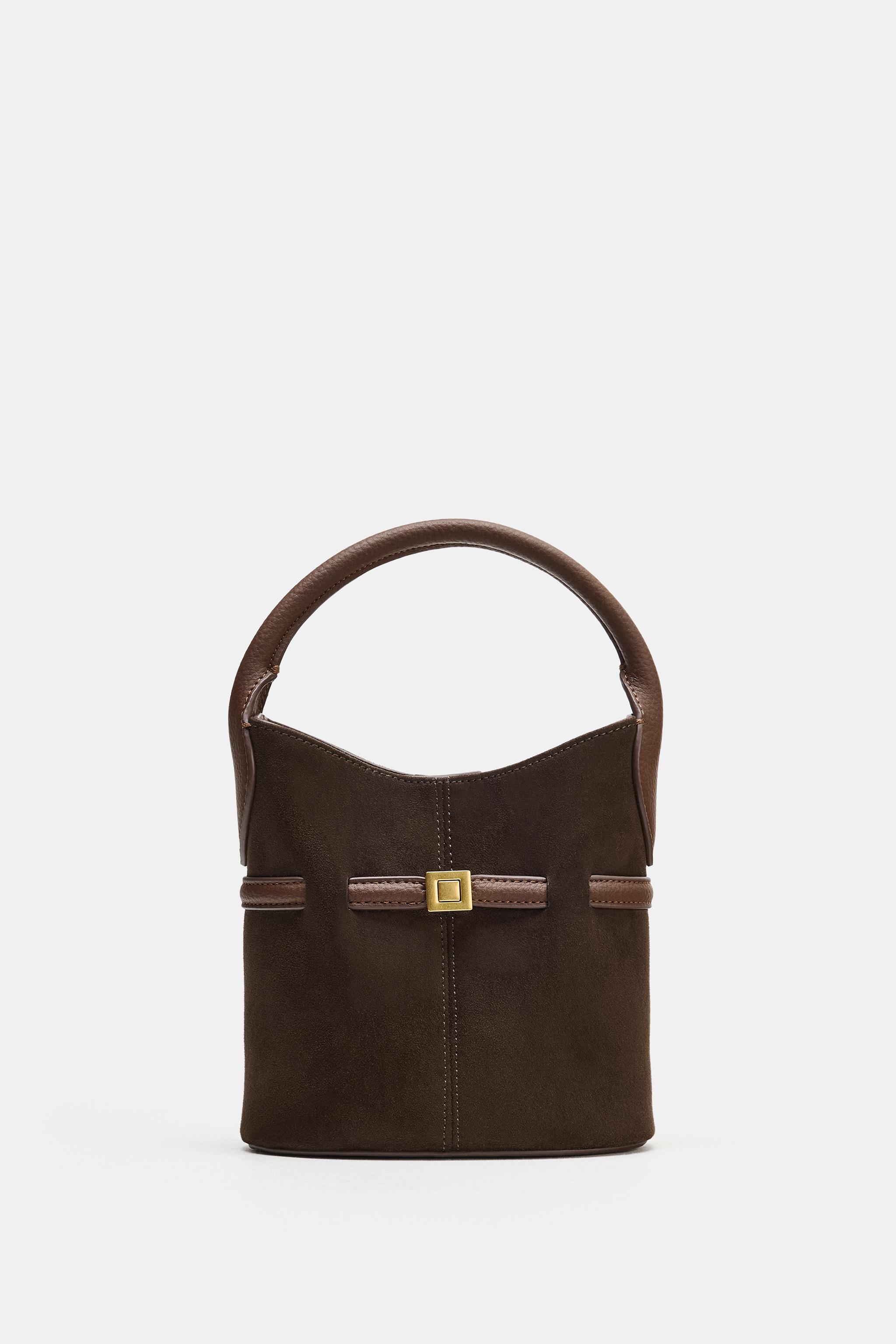 MINI CANVAS BUCKET BAG WITH BUCKLE - Brown | ZARA South Africa