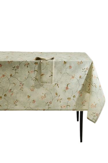 Zara FLORAL PRINT TABLECLOTH WITH LACE TRIM - Green