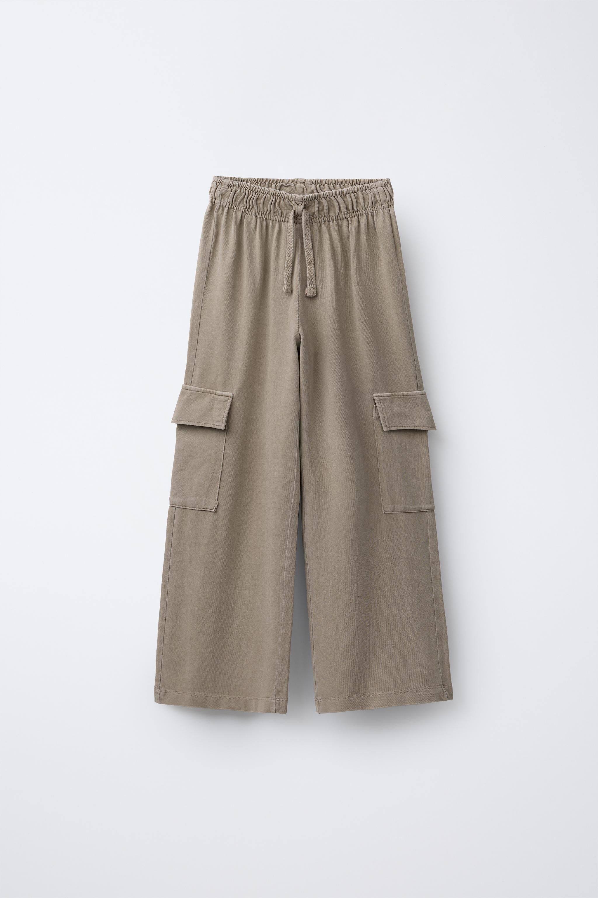 WASHED EFFECT WIDE LEG CARGO PANTS - Mid-camel | ZARA United