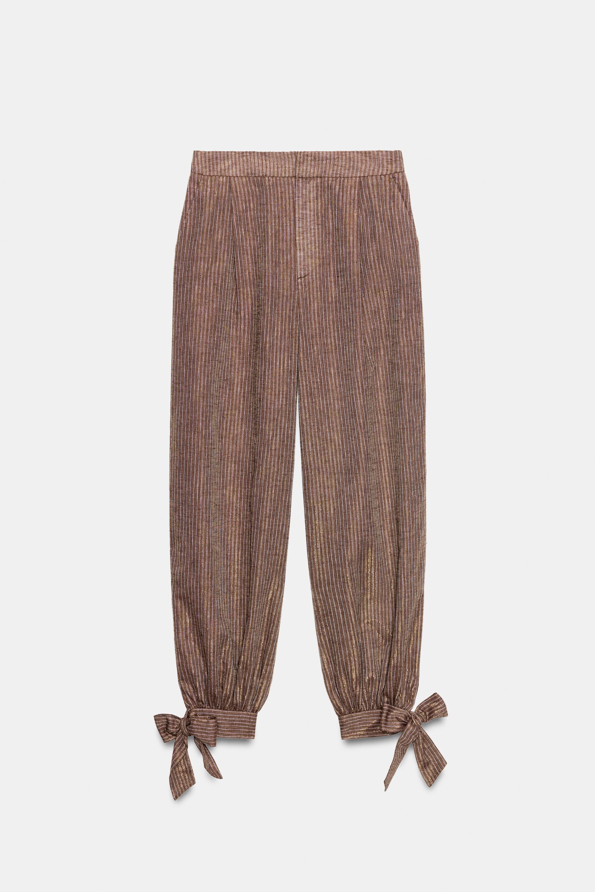 LINEN BALLOON PANTS WITH TIES