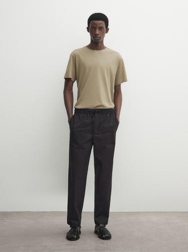Zara Short sleeve cotton T-shirt - Khaki marl - Image 0