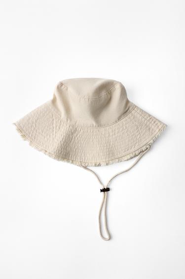 Zara 100% COTTON BUCKET HAT - Ecru