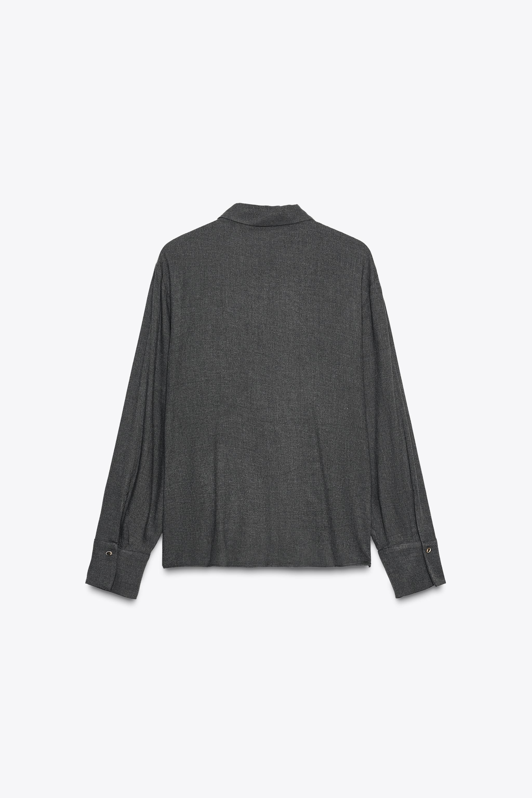 KNOTTED SHIRT WITH METAL BUTTONS - Dark gray | ZARA United