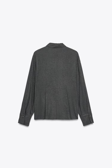 CHEMISE NŒUD BOUTONS MÉTALLIQUES - Gris foncé de Zara - Image 5