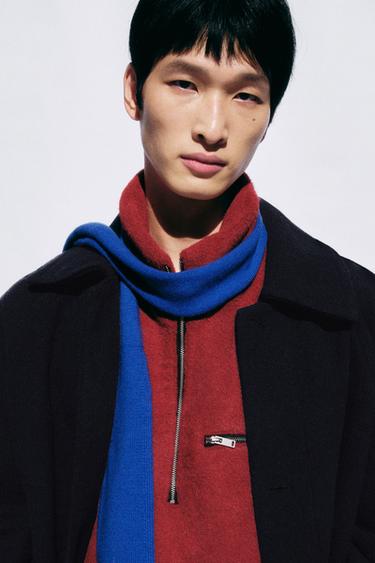 WOOL BLEND STRUCTURED COAT - Navy blue by Zara