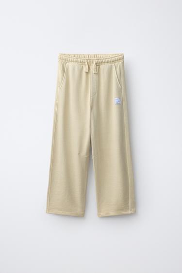 Zara WIDE-LEG LABEL PANTS - Sand