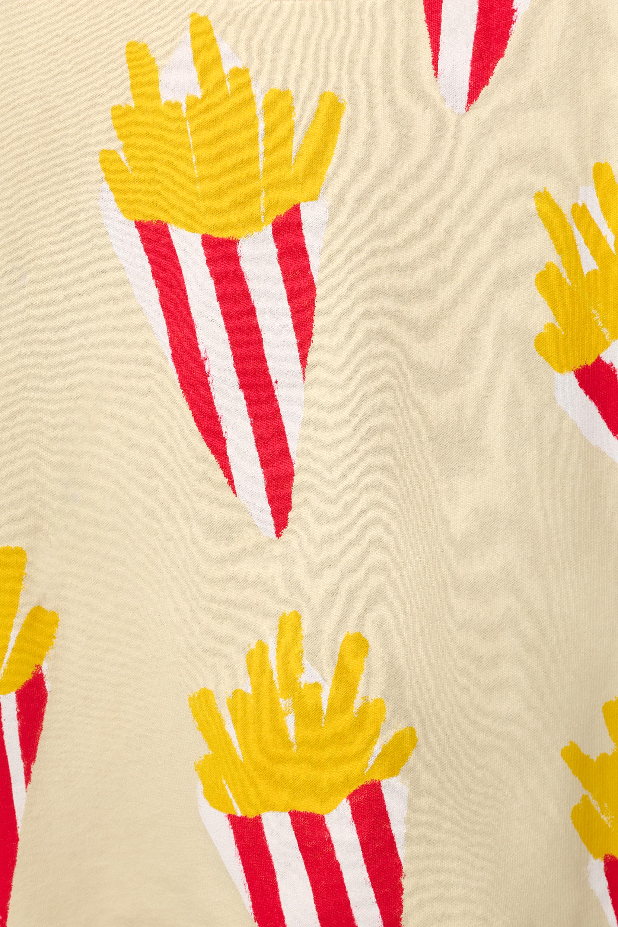 Детские футболки Zara FRENCH FRY PRINT T-SHIRT — фото 5