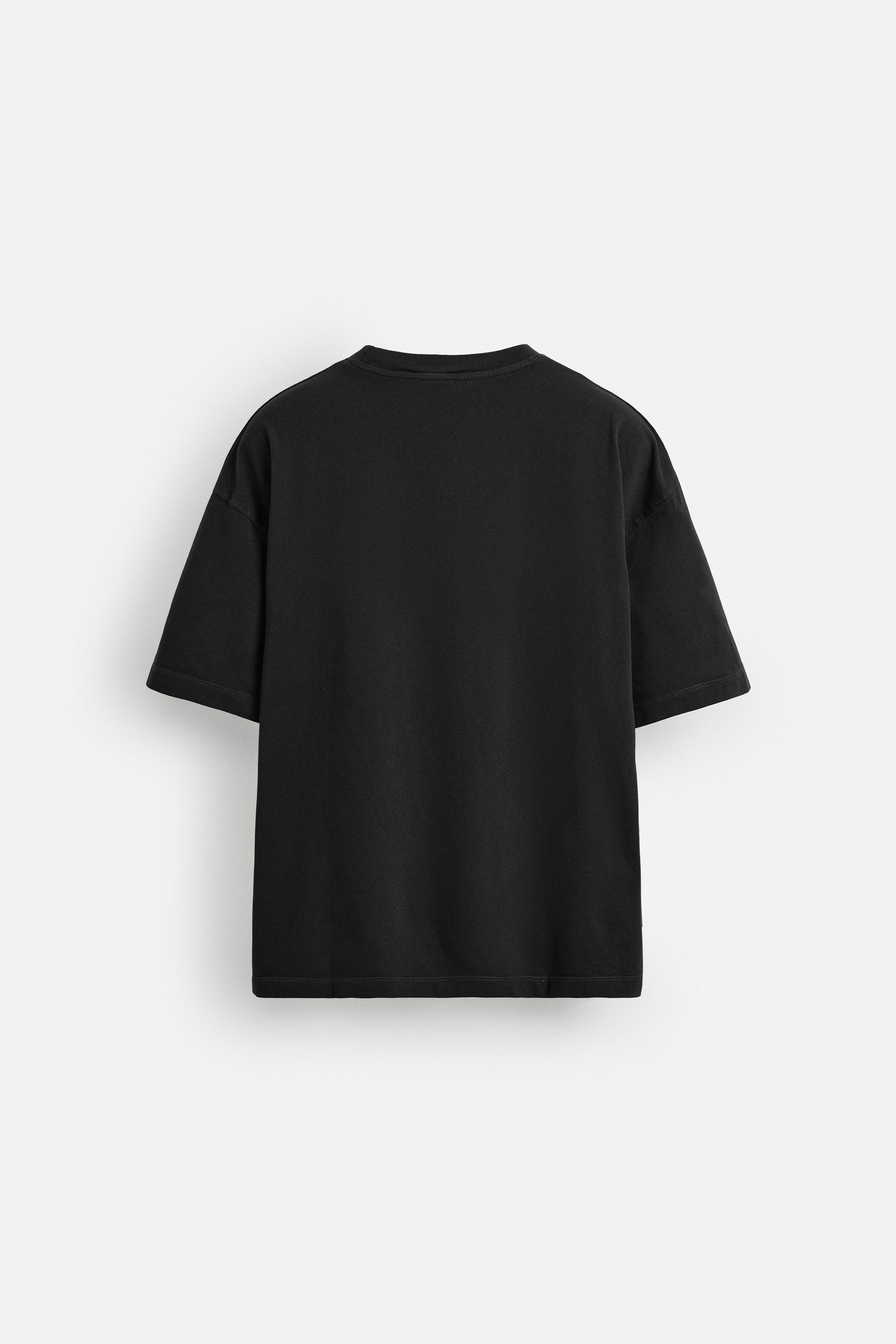 ウォッシュ加工プリントTシャツ - ライトグリーン | ZARA Japan
