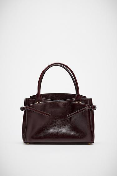 LEATHER MINI CITY BAG - Burgundy Red by Zara