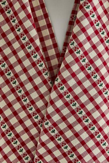 PACK OF COTTON CHRISTMAS CHECK TEA TOWELS (PACK OF 2) - Red by Zara - Image 2