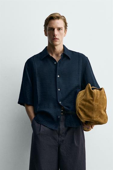 FLOWING TEXTURED SHIRT - Blue by Zara