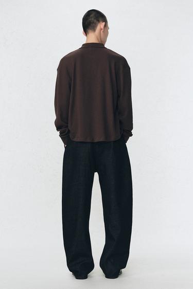 SOSHIOTSUKI x ZARA ワッフルニット ポロシャツブラウンZaraのSOSHIOTSUKI x ZARA ワッフルニット ポロシャツ - ブラウン 