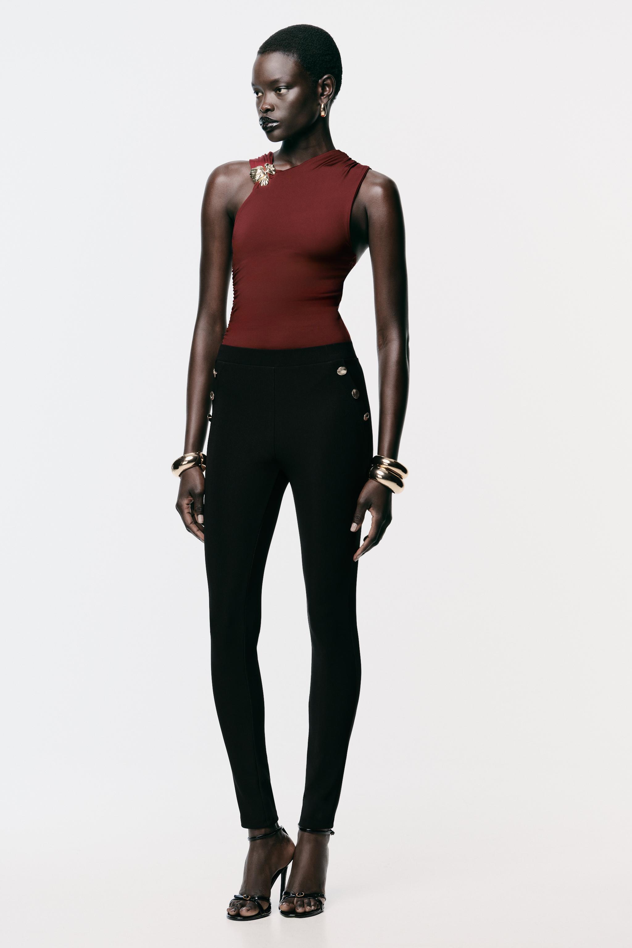 LEGGINGS OTOMAN BOTONES Negro ZARA Estados Unidos de América