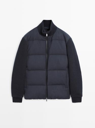 Zara Knit down blend puffer jacket - Navy blue