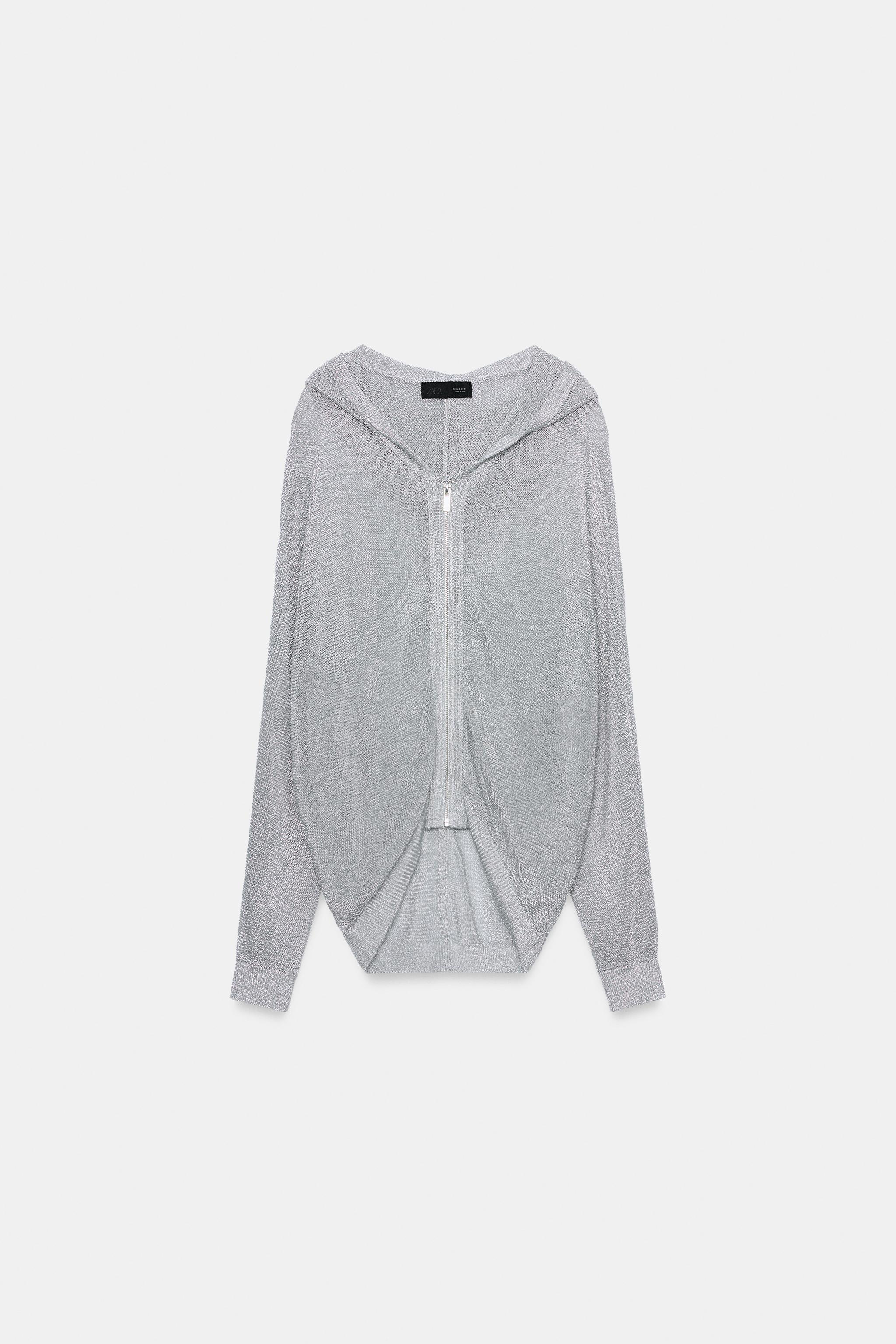 METALLIC YARN HOODIE