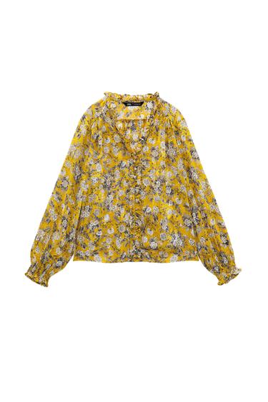 FLORAL JACQUARD PRINT BLOUSE