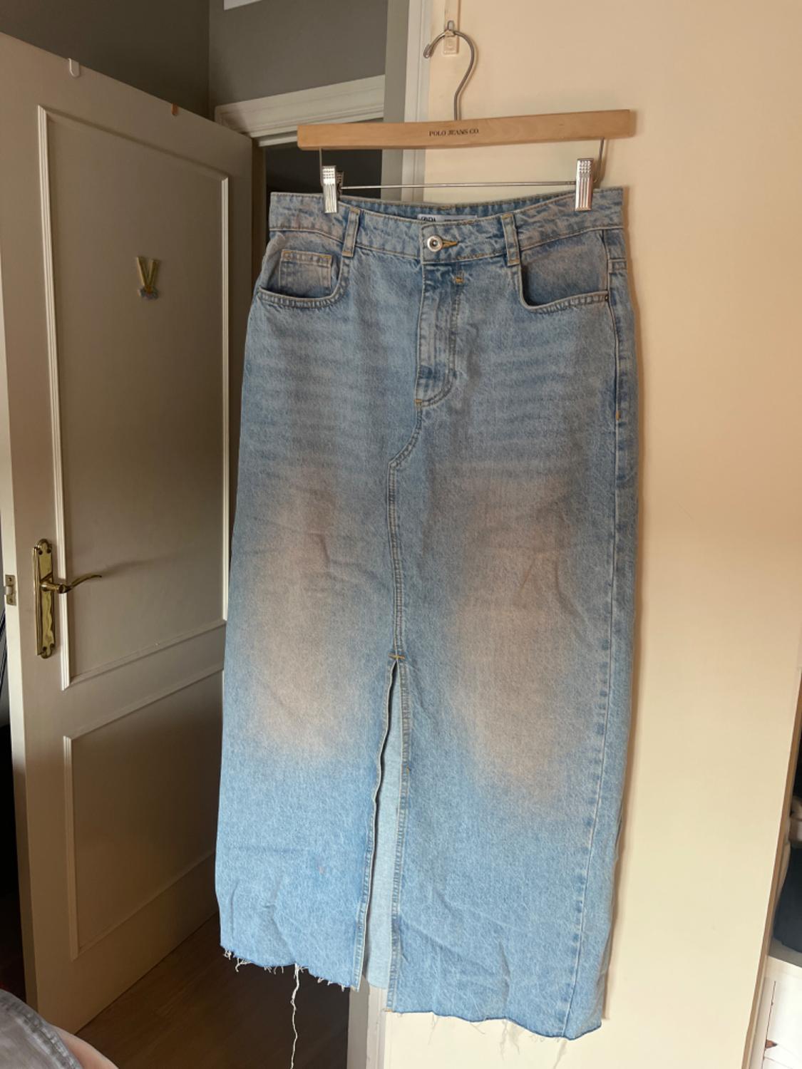 Z1975 PINK FADED DENIM SKIRT WITH SLIT