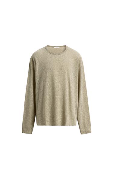 Zara 條紋提花長袖 T 恤 - 條紋
