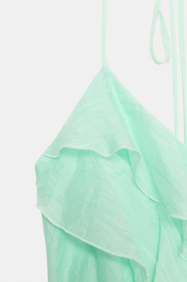 ROBE COURTE À VOLANTS - Vert menthe clair de Zara - Image 7