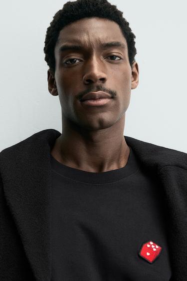 T-SHIRT À PIÈCE DÉS ET CŒURS - Noir de Zara - Image 5