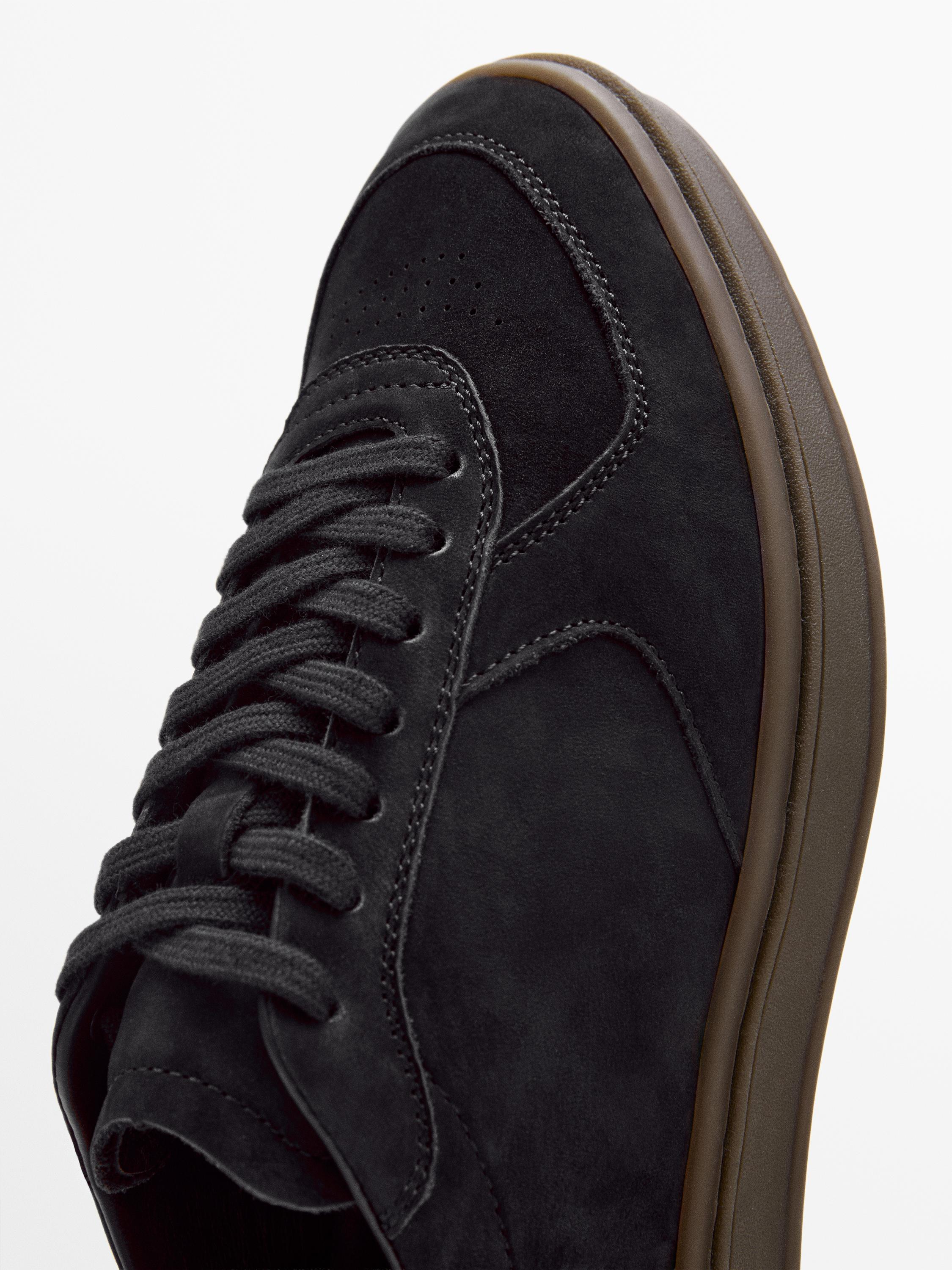 Tennis en nubuck à semelle contrastante