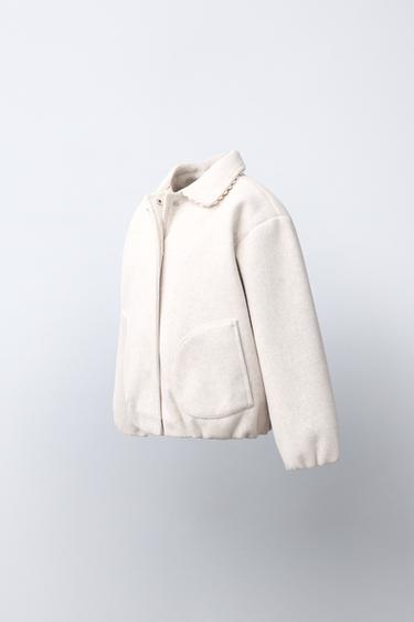 RICKRACK TRIM BOMBER JACKET — Ecru 2