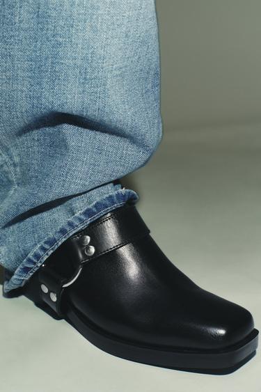LEATHER CLOGS WITH REMOVABLE DETAIL - Black by Zara - Image 1