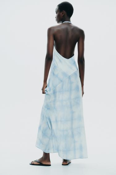 HALTER TIE-DYE DRESS - Sky blue by Zara - Image 7